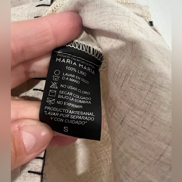 NEW MARIA MARIA HECHO EN MEXICO Linen embroidered top Size S Anthropologie - Picture 4 of 7